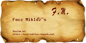 Fecz Miklós névjegykártya